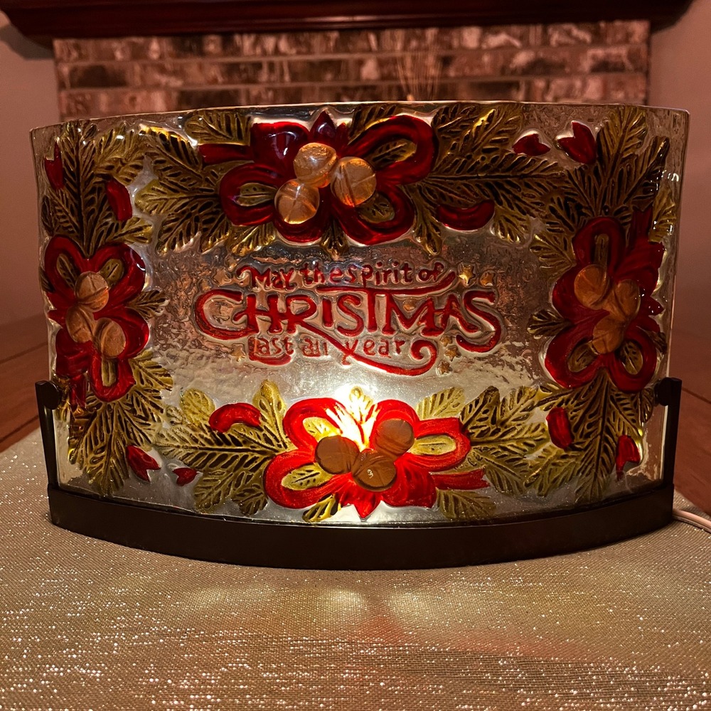 Vintage Glass Lighted Christmas Glass~May the Spirit of Christmas Last All Year